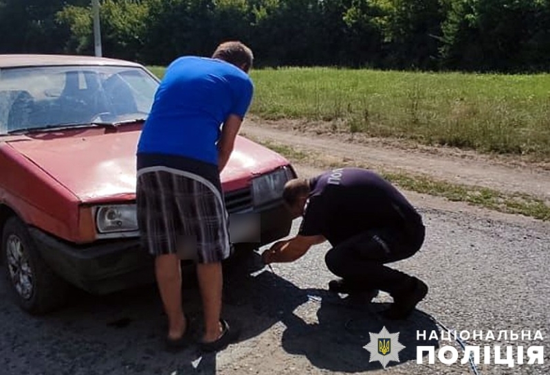 На Полтавщині через поломку автомобіля родина з дітьми у спеку опинилася обабіч дороги